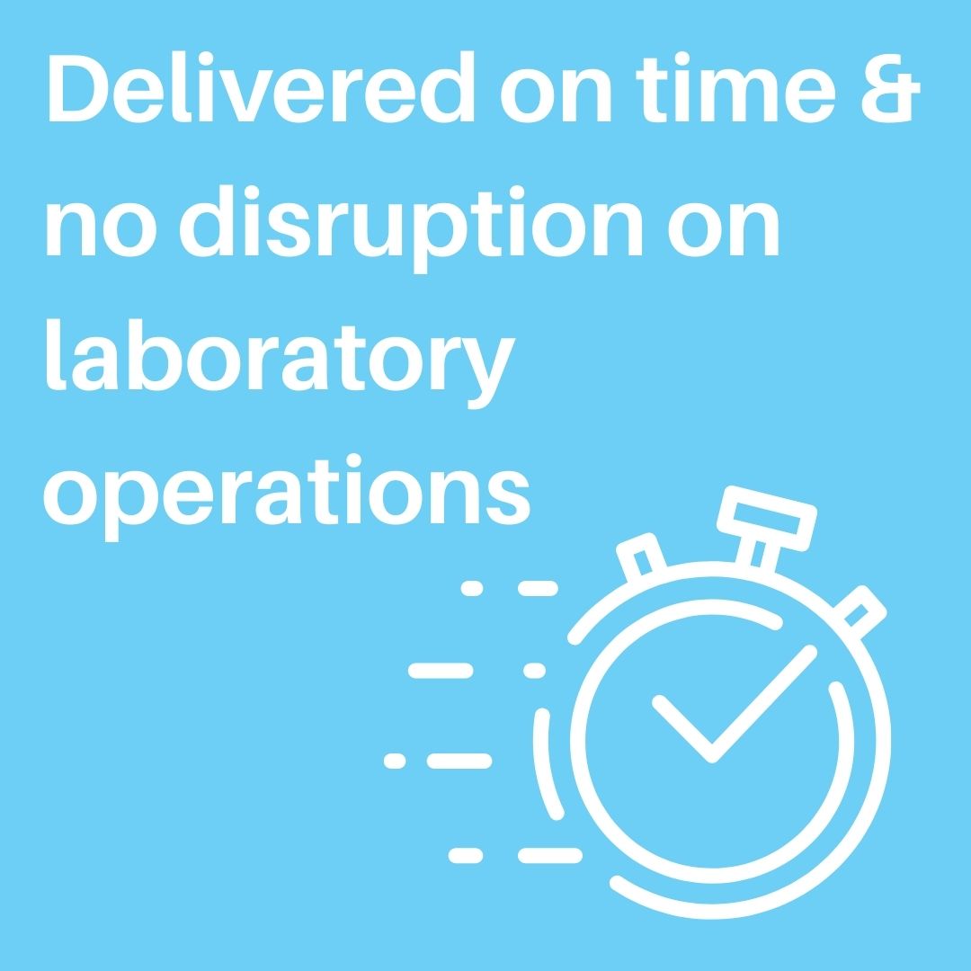 Delivered on time with no disruption to laboratory operations Delivered on time with no disruption to laboratory operations
