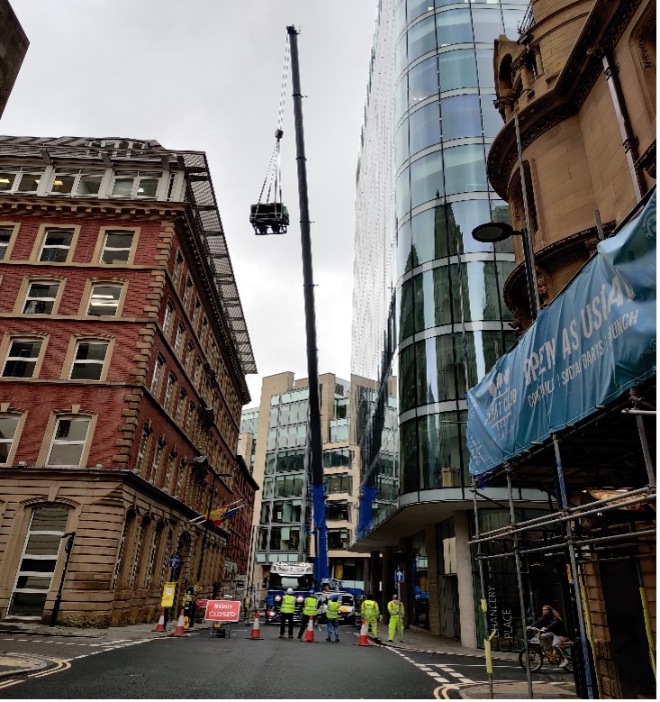 Cambridge Maintenancne The Chancery Chiller Replacement Crane and Street View