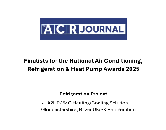 Refrigeration cold storage ACR Journal 2025 finalists for the national air conditioning, refrigeration & heat pump awards